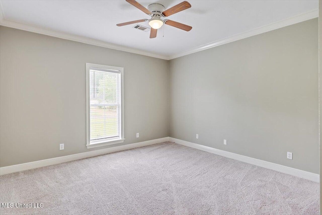 207 Keystone Pl, Brandon, MS 39042 - unfurnished room featuring ornamental molding, carpet flooring, baseboards, and ceiling fan