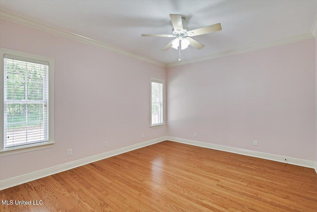 207 Keystone Pl, Brandon, MS 39042 - spare room with light wood-type flooring, baseboards, ornamental molding, and a ceiling fan