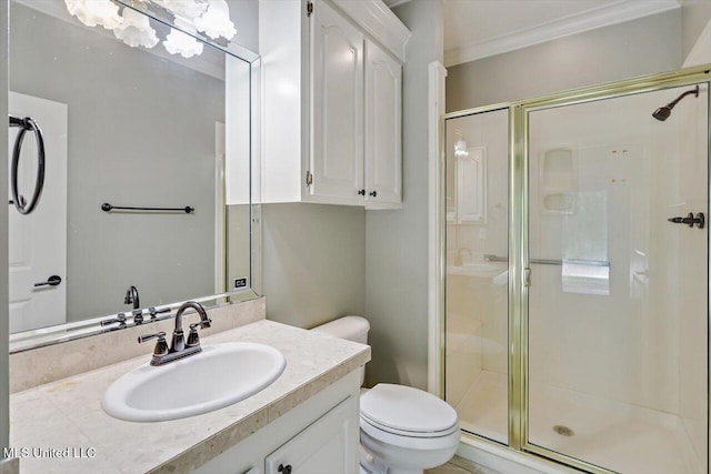 207 Keystone Pl, Brandon, MS 39042 - full bath featuring crown molding, a shower stall, toilet, and vanity