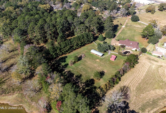 drone / aerial view with a rural view