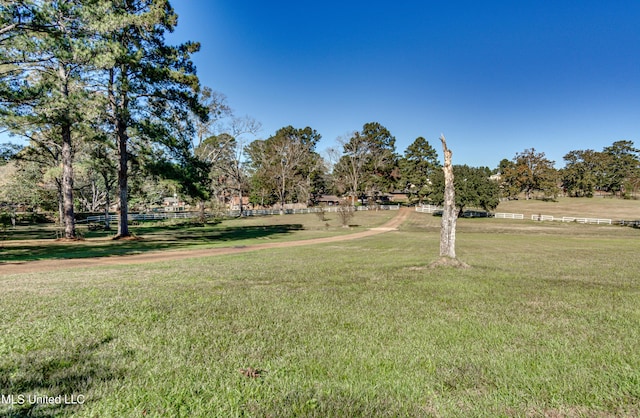 view of yard with a rural view