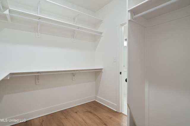 walk in closet featuring hardwood / wood-style flooring