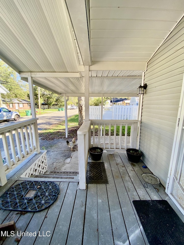 deck with a porch