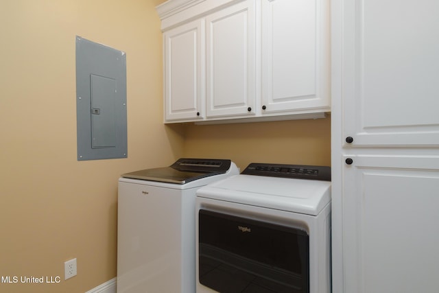 48 Harrell Rd, Hattiesburg, MS 39401 - washroom with electric panel, cabinet space, and independent washer and dryer