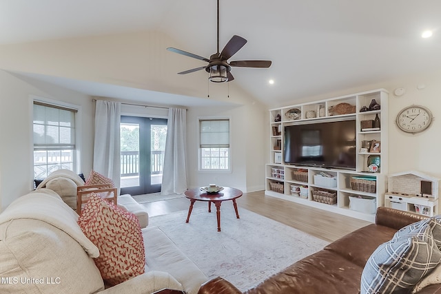 129 Marcie Dr, Long Beach, MS 39560 - living area with vaulted ceiling, ceiling fan, wood finished floors, and recessed lighting