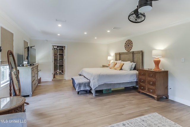 129 Marcie Dr, Long Beach, MS 39560 - bedroom with ornamental molding, light wood-type flooring, baseboards, and recessed lighting