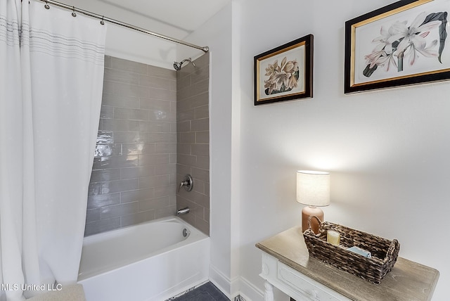 129 Marcie Dr, Long Beach, MS 39560 - bathroom featuring shower / bath combo and baseboards