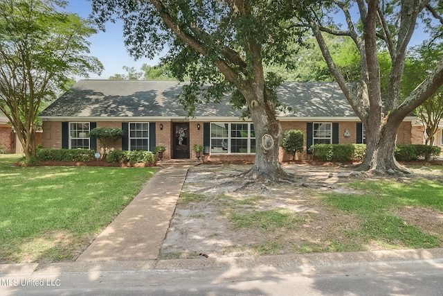 view of front of property featuring a front lawn