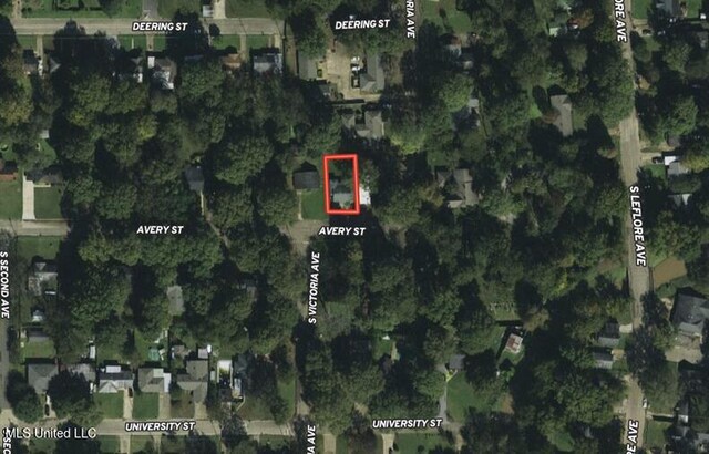 500 Avery St, Cleveland, MS 38732 - aerial overview of property's location with property parcel outlined