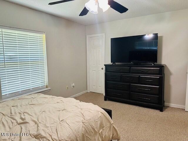 113 Richardson Rd, Picayune, MS 39466 - bedroom with light carpet, baseboards, and ceiling fan