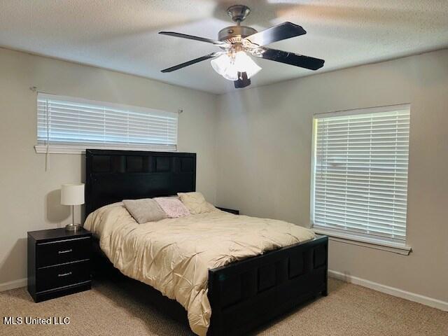 113 Richardson Rd, Picayune, MS 39466 - bedroom with light carpet, baseboards, and a ceiling fan