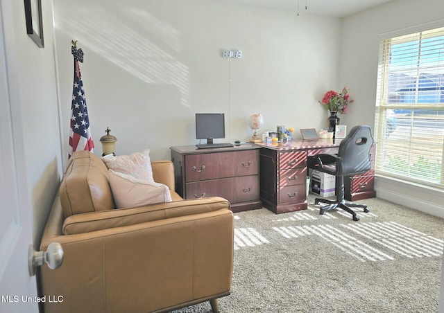 office area with light colored carpet and plenty of natural light