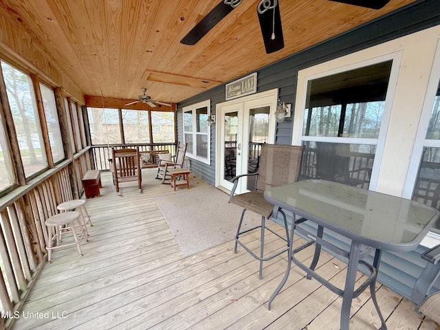 2997 Deerfield Rd, Yazoo City, MS 39194 - sunroom featuring a ceiling fan, french doors, and healthy amount of natural light