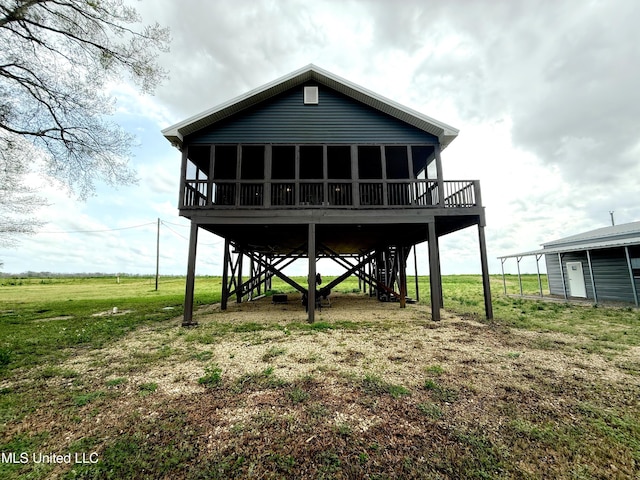 2997 Deerfield Rd, Yazoo City, MS 39194 - rear view of property featuring stairway and a deck