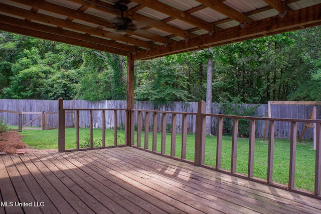 wooden terrace with ceiling fan