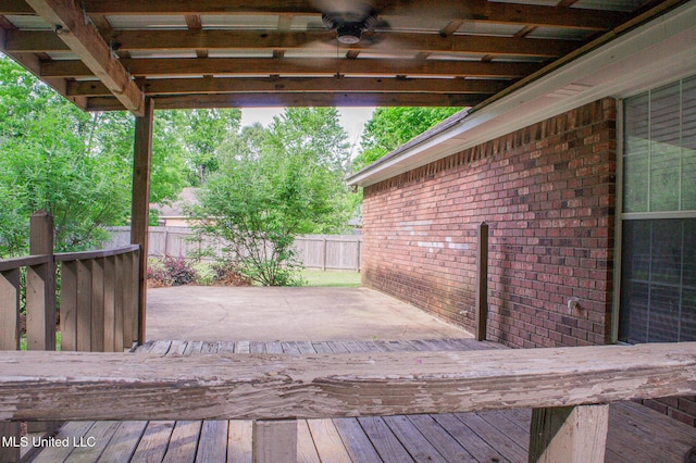 deck featuring a fenced backyard
