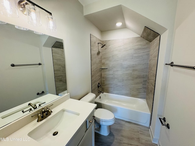 9549 Mcelroy Farms Dr, Olive Branch, MS 38654 - bathroom featuring toilet, vanity, shower / bathtub combination, and recessed lighting