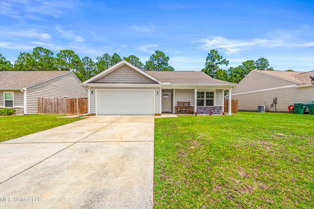13400 Willow Oak Cir, Gulfport, MS 39503 - single story home with a garage, concrete driveway, a porch, and central AC
