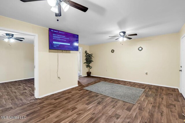 1320 Sally Dr, Picayune, MS 39466 - unfurnished room featuring a ceiling fan, wood finished floors, and baseboards