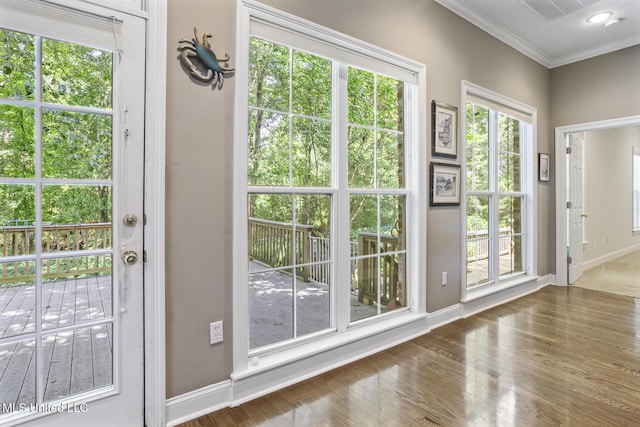 262 Geneva Blvd, Madison, MS 39110 - entryway with ornamental molding, wood finished floors, and healthy amount of natural light