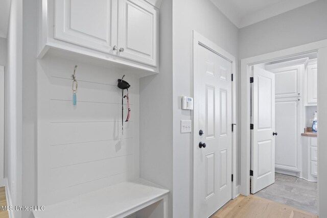 mudroom with light wood-type flooring