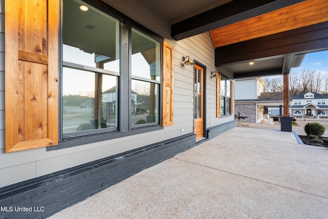 view of home's exterior with covered porch