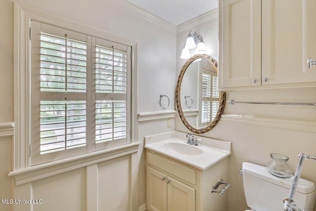 4638 Katherine Blvd, Jackson, MS 39211 - bathroom with toilet, ornamental molding, and vanity
