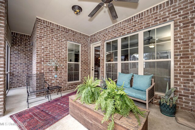 view of patio / terrace with a ceiling fan