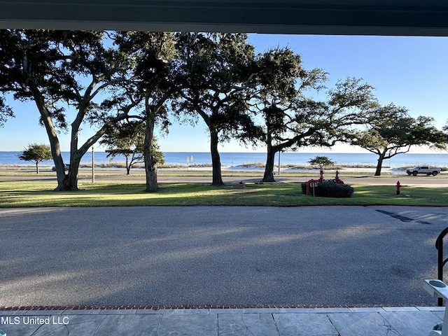 view of road featuring a water view