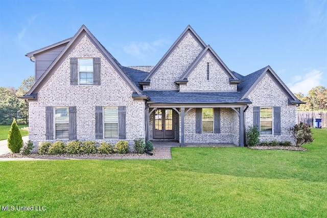 view of front of property with a front lawn