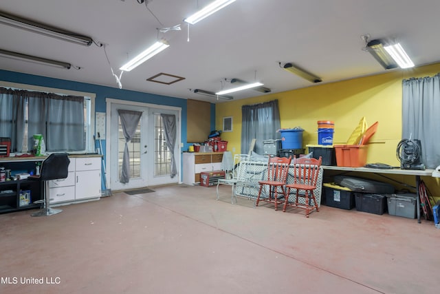 garage featuring french doors