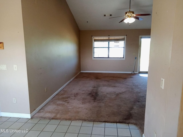 120 Harrison Ln, Yazoo City, MS 39194 - spare room with baseboards, carpet floors, and a ceiling fan