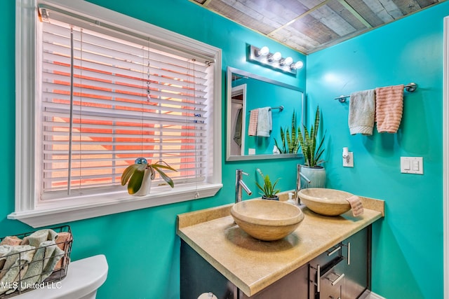 bathroom with toilet and vanity