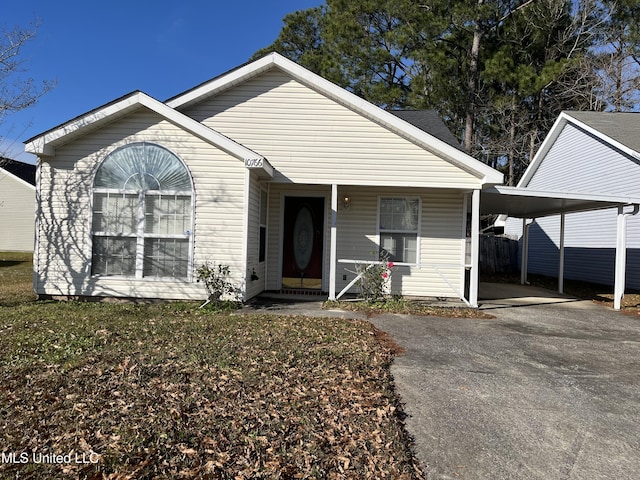 bungalow with a carport and a porch