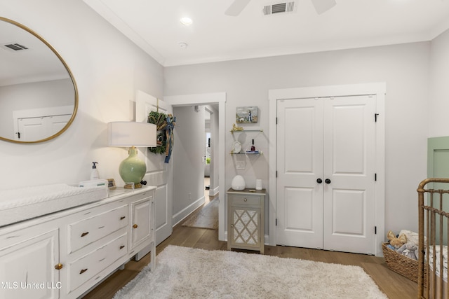 118 Seymour Dr, Madison, MS 39110 - bedroom featuring wood finished floors, a closet, ceiling fan, and recessed lighting