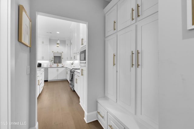 118 Seymour Dr, Madison, MS 39110 - mudroom with wood finished floors, recessed lighting, baseboards, and a sink