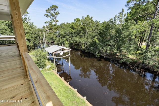 dock area featuring a water view