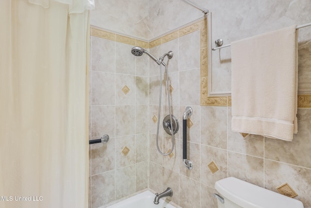 2802 Ridgewood Ave, Pascagoula, MS 39567 - full bathroom with toilet, shower / bath combination with curtain, and tile walls