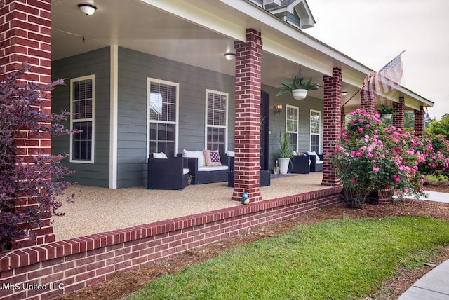 view of patio / terrace with outdoor lounge area and ceiling fan