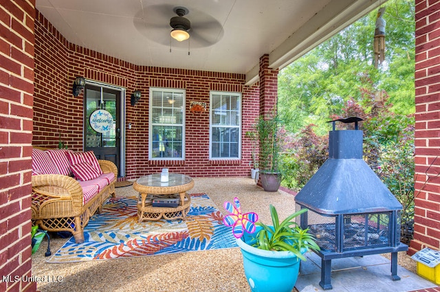 view of patio / terrace with ceiling fan