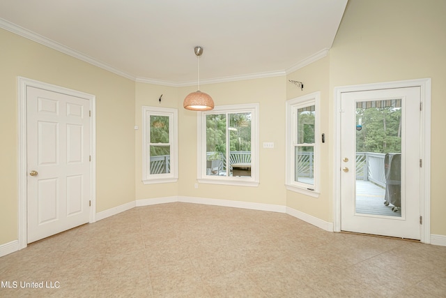 interior space featuring crown molding