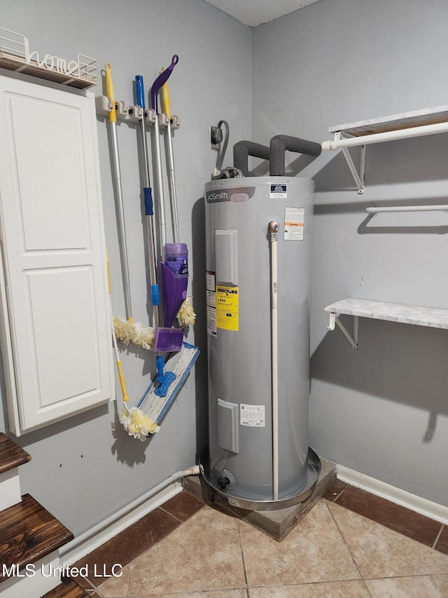 utility room featuring electric water heater