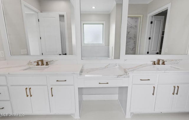 133 Genoa Dr, Madison, MS 39110 - full bathroom with double vanity and ornamental molding