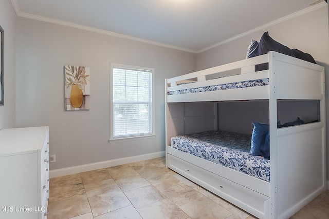 unfurnished bedroom with ornamental molding