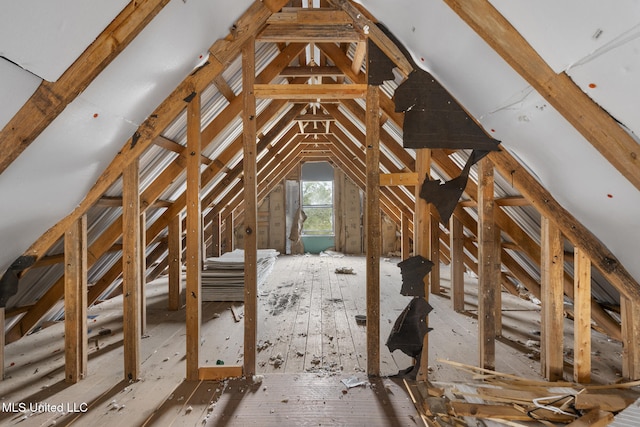 view of unfinished attic