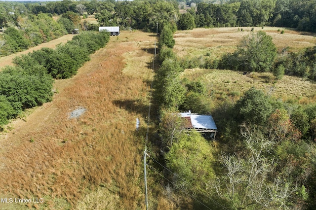 bird's eye view with a rural view