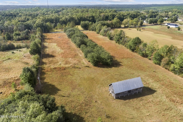 aerial view featuring a rural view