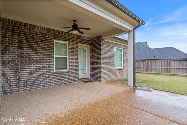 view of patio with a ceiling fan