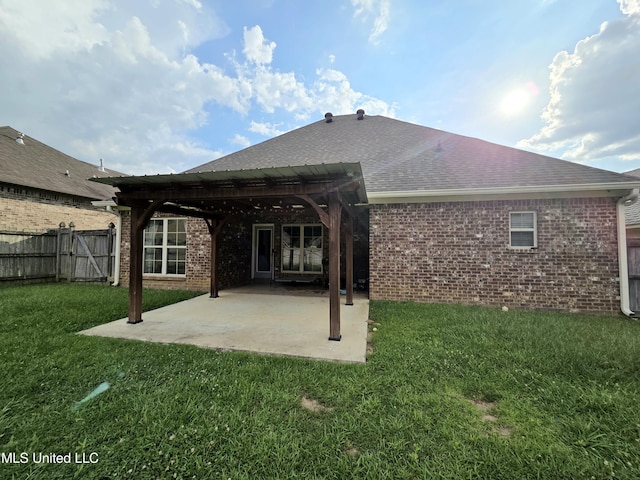305 Flagstone Dr, Brandon, MS 39042 - back of property featuring a pergola, brick siding, a patio area, and a shingled roof