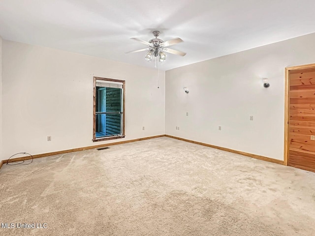 159 Vard Sullivan Rd, Pinola, MS 39149 - unfurnished room featuring carpet floors, ceiling fan, visible vents, and baseboards